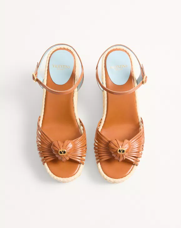 Valentino Royal Wedge Kidskin Sandal 100Mm - Image 5